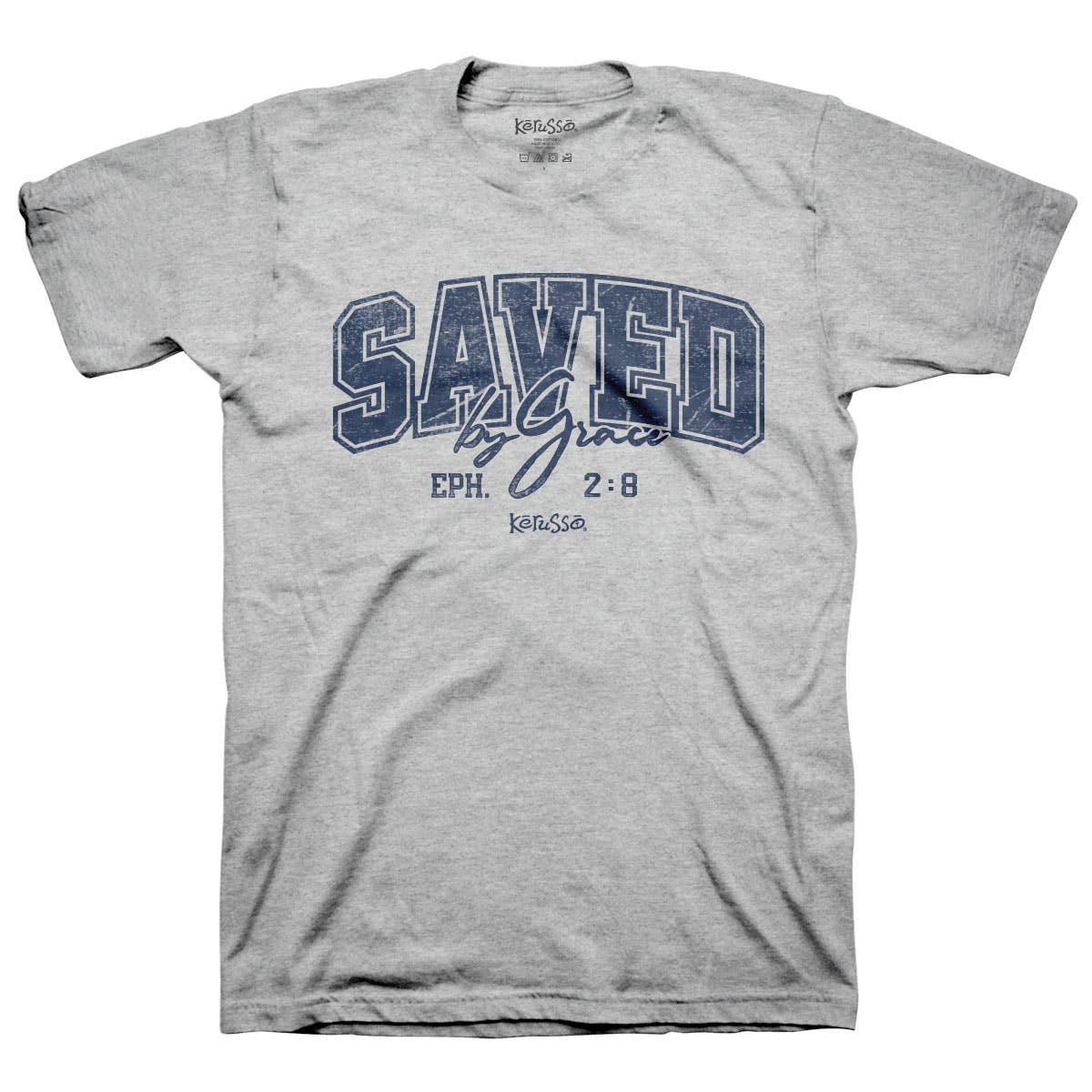 Kerusso Christian T-Shirt Saved By Grace: Ash