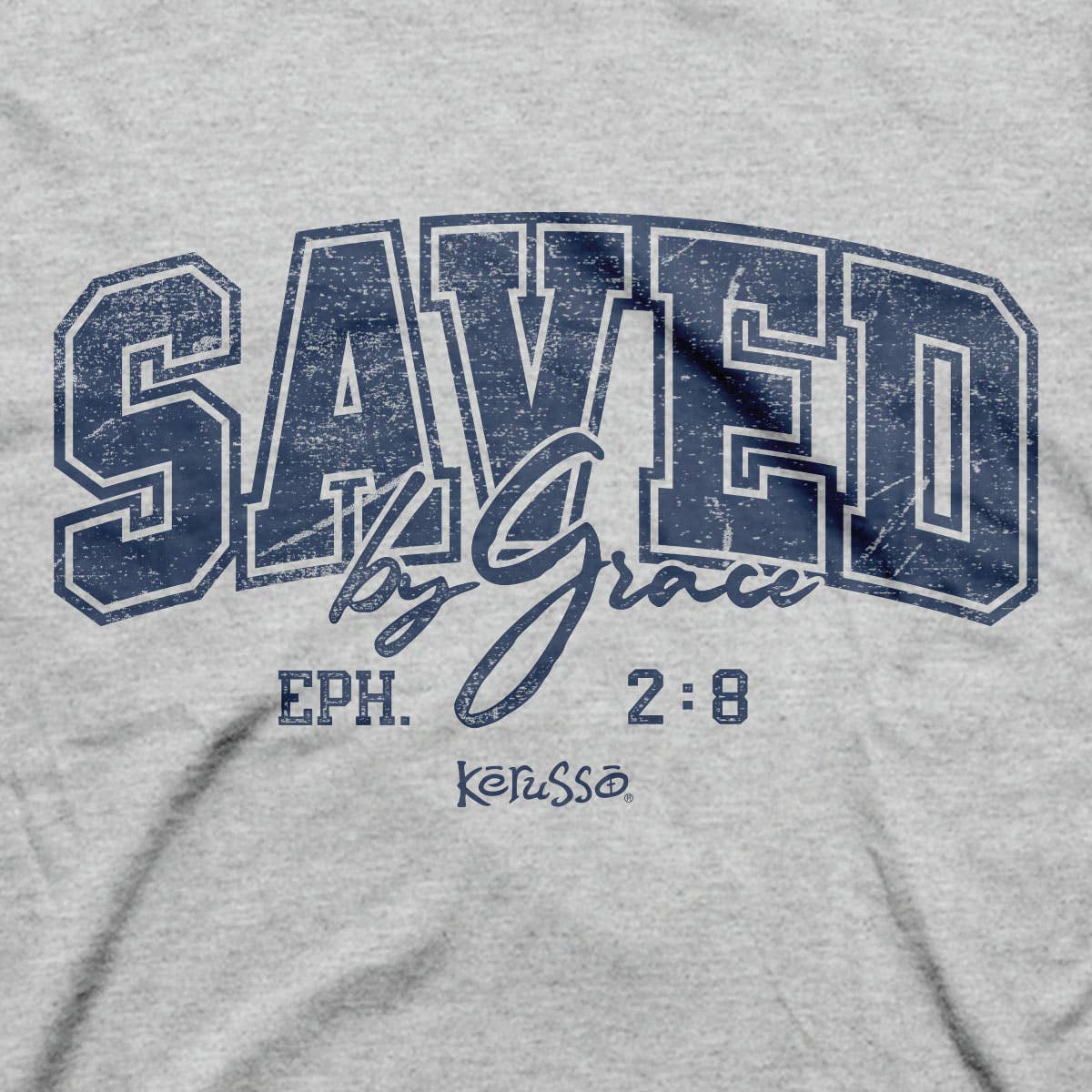 Kerusso Christian T-Shirt Saved By Grace: Ash