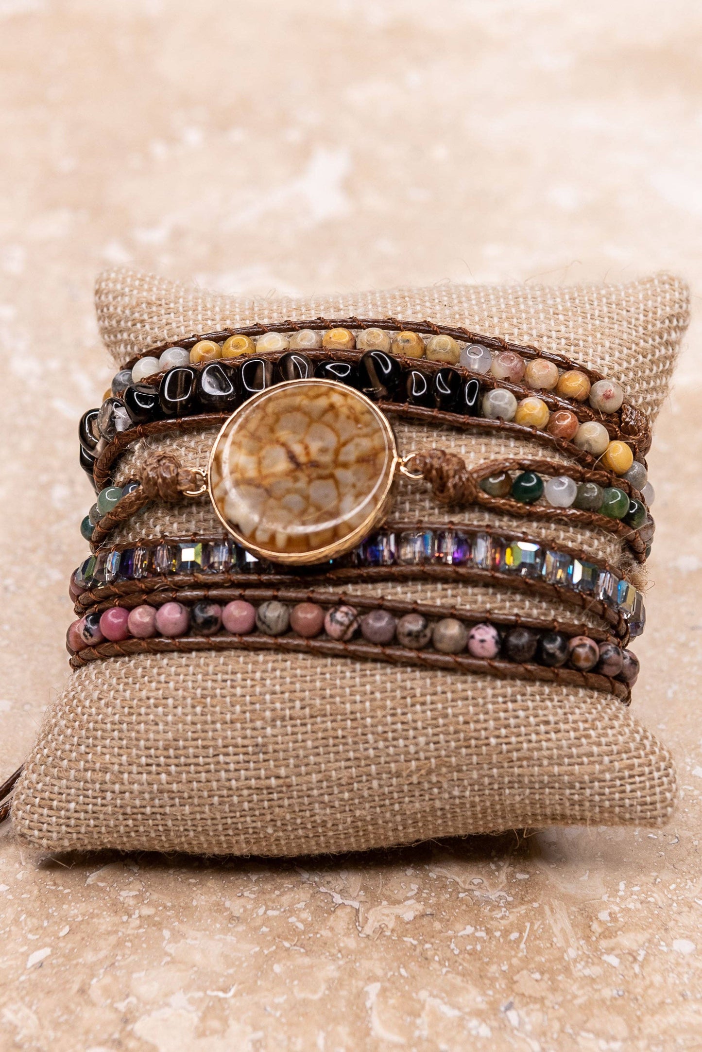 Kelly Wrap Bracelet: Jasper/Brown