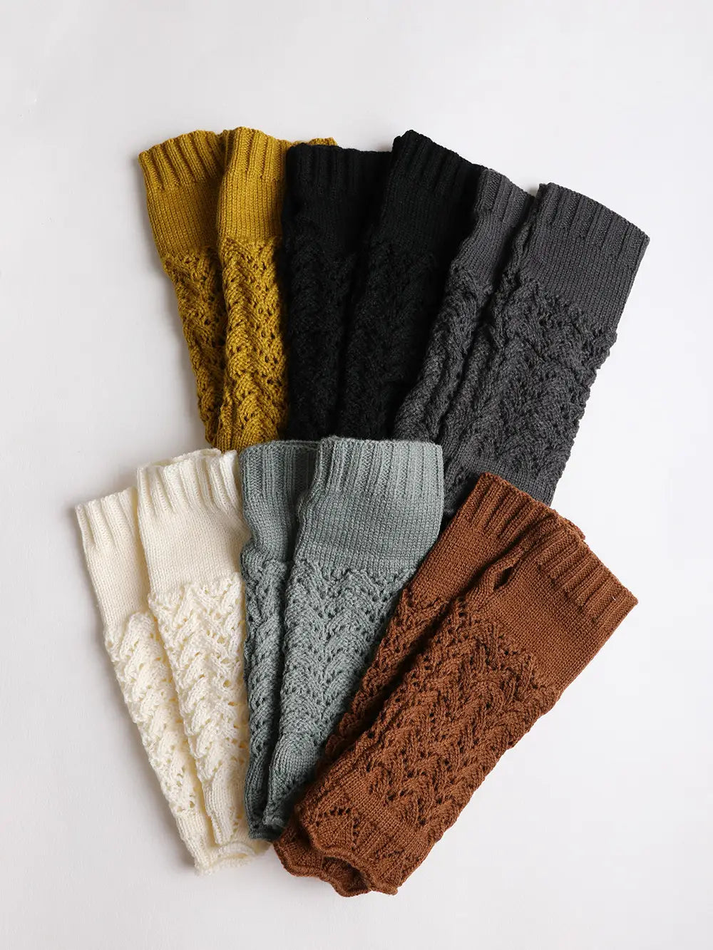 Knitted Arm Warmers - Brown