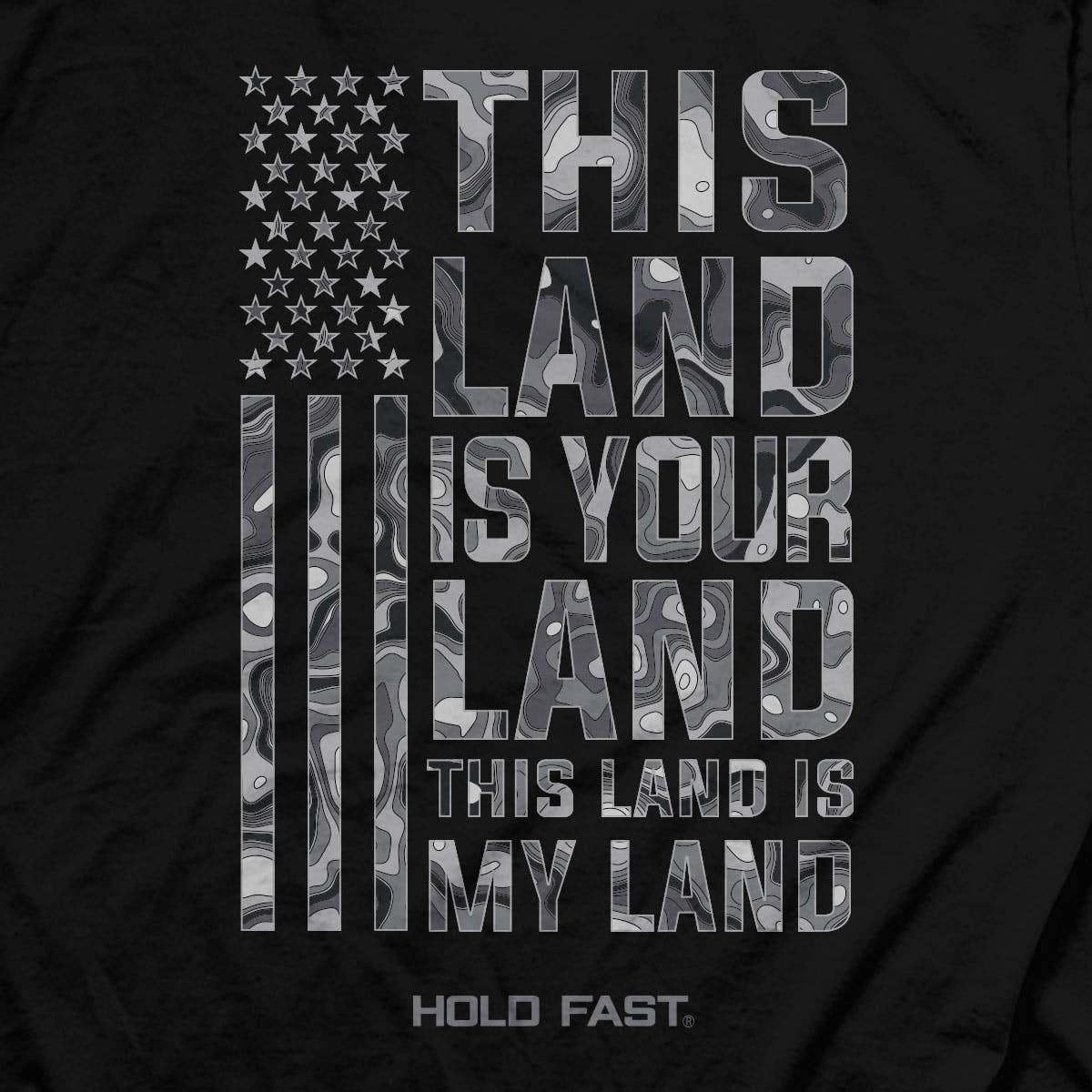 HOLD FAST Mens T-Shirt This Land: Black