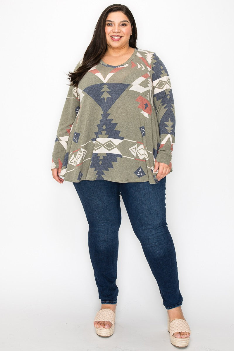 Aztec Long Sleeve (Size: 3X-5X)