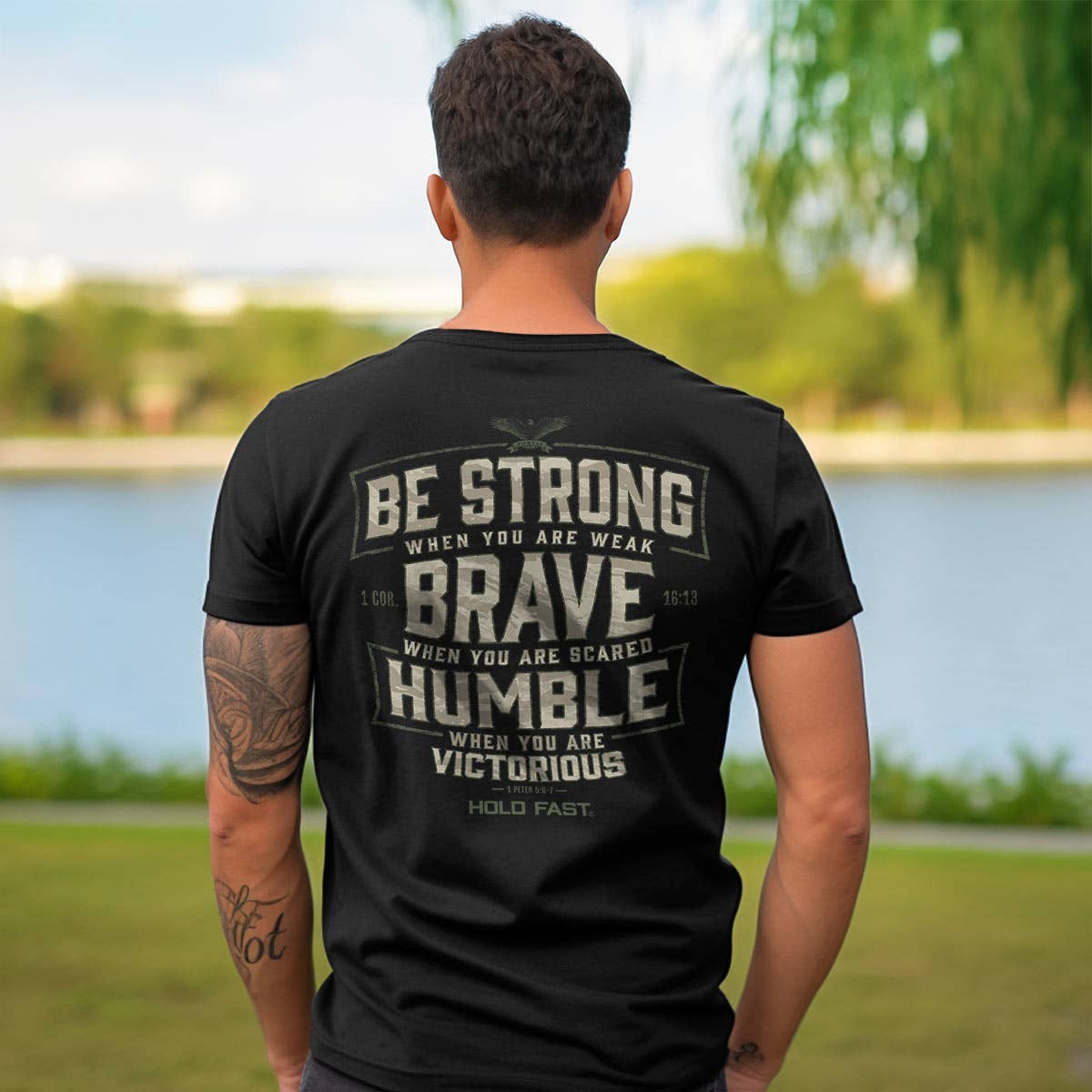 Mens T-Shirt Brave Strong Humble: Black (Small-3X)
