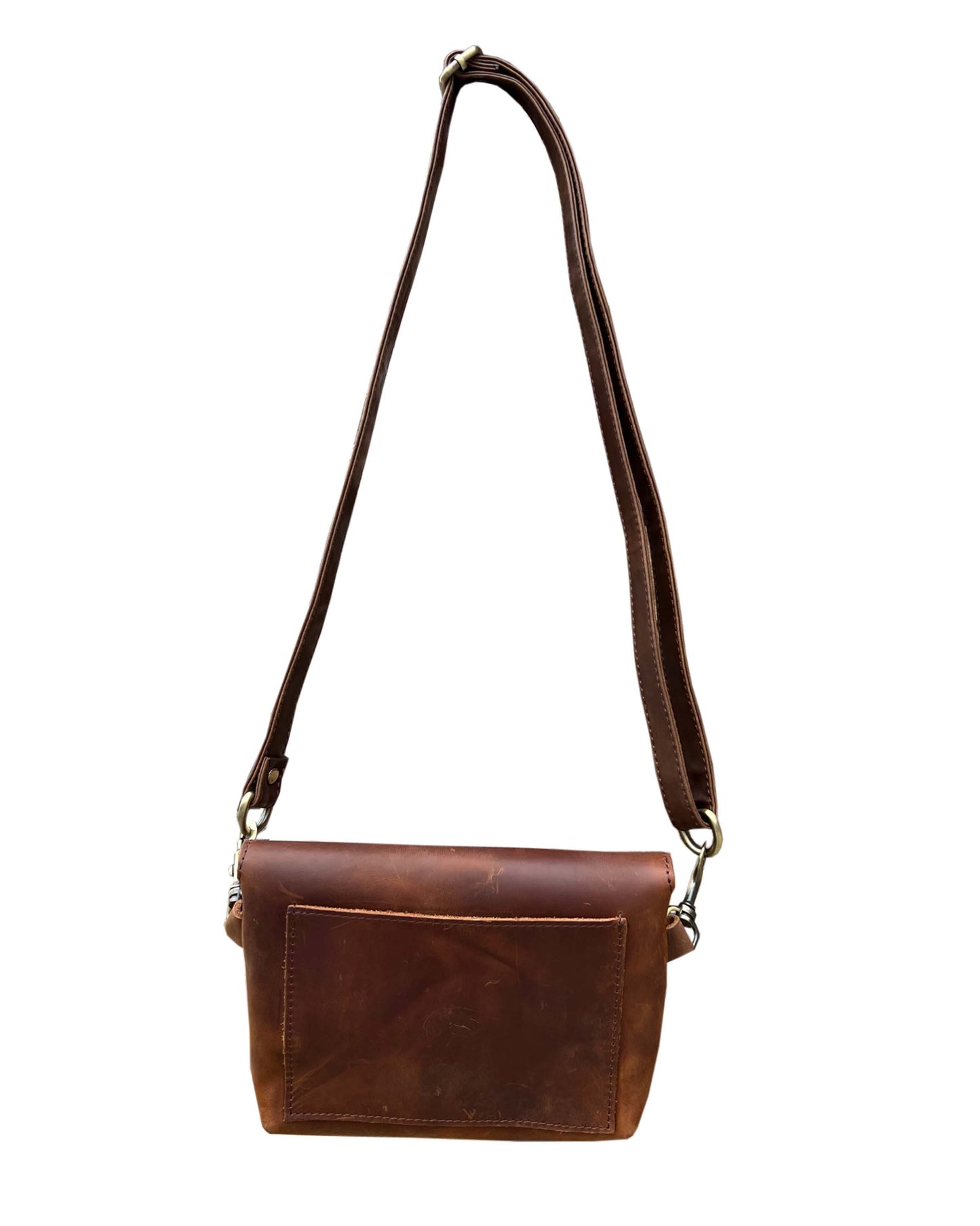 Crazy horse genuine leather crossbody: Brown