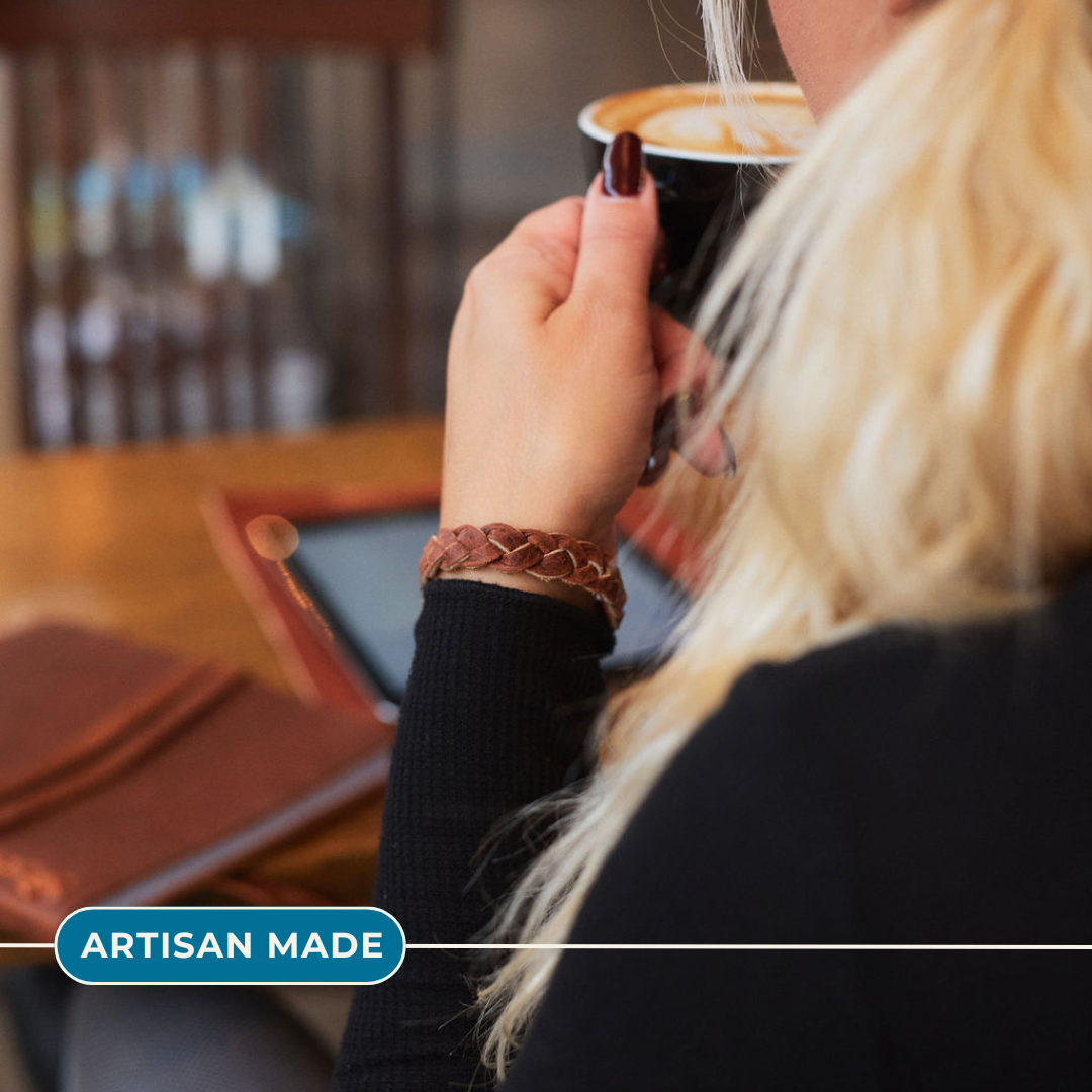Braided Bracelet | Leather Goods | Artisan Made | Unisex: Chocolate / Single