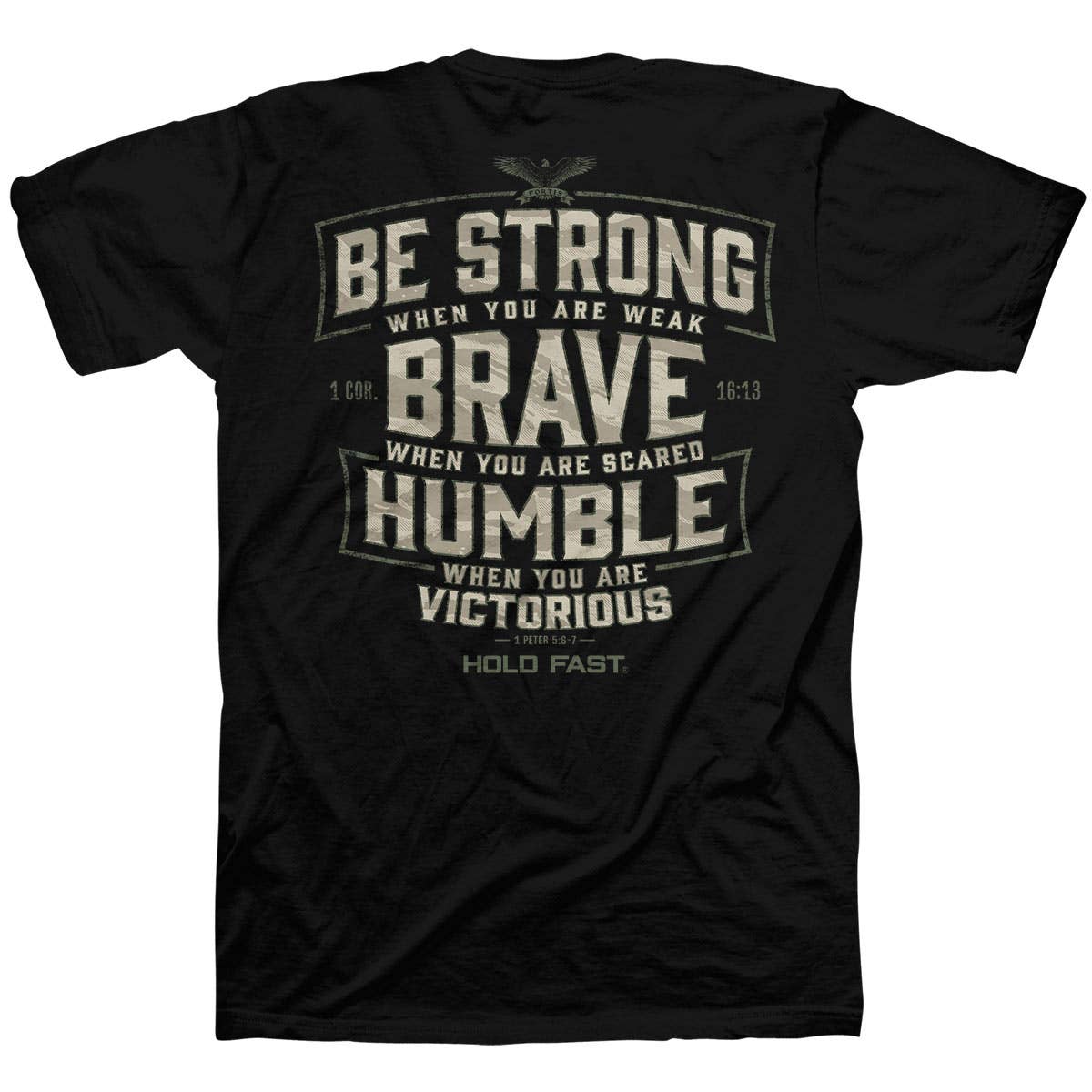 Mens T-Shirt Brave Strong Humble: Black (Small-3X)