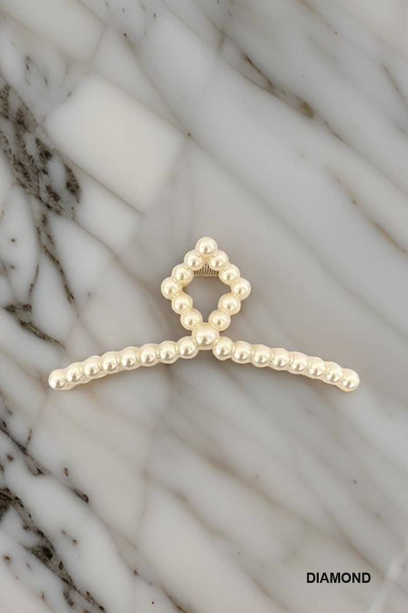 Faux Pearl Decor Hair Claw Clips