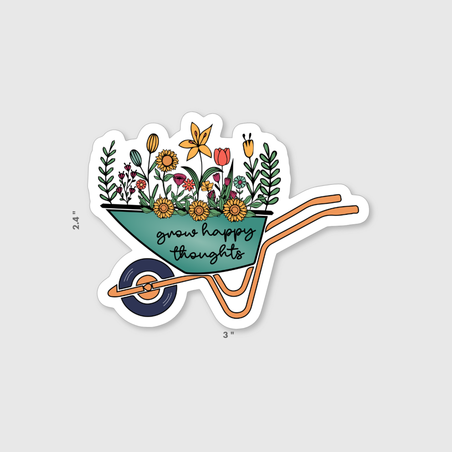 Grow Happy Thoughts Waterproof Vinyl Wildflower Sticker