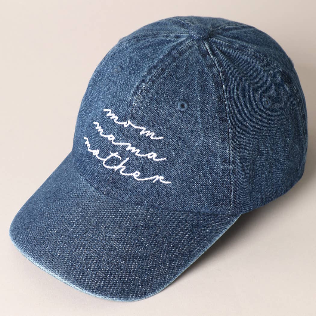Mom Mama Mother Letter Embroidered Baseball Cap: DARK BLUE