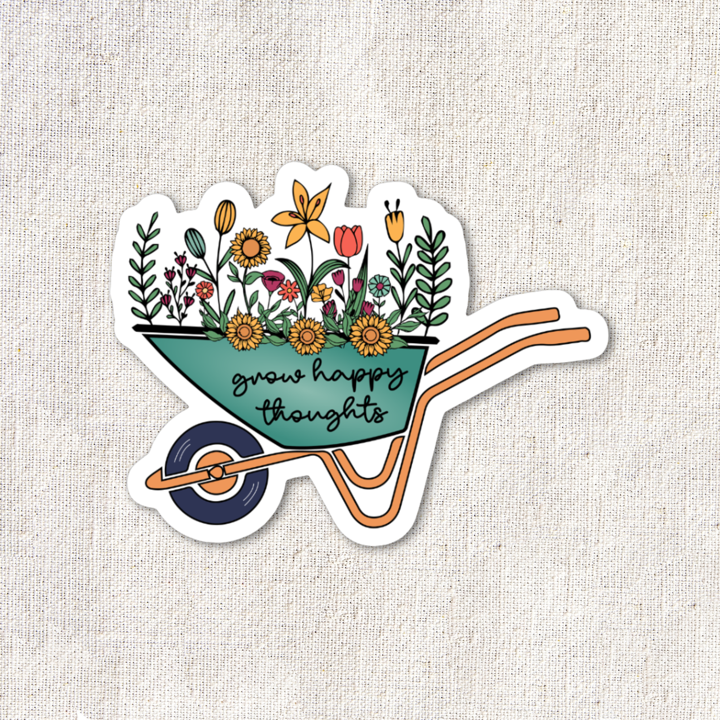 Grow Happy Thoughts Waterproof Vinyl Wildflower Sticker