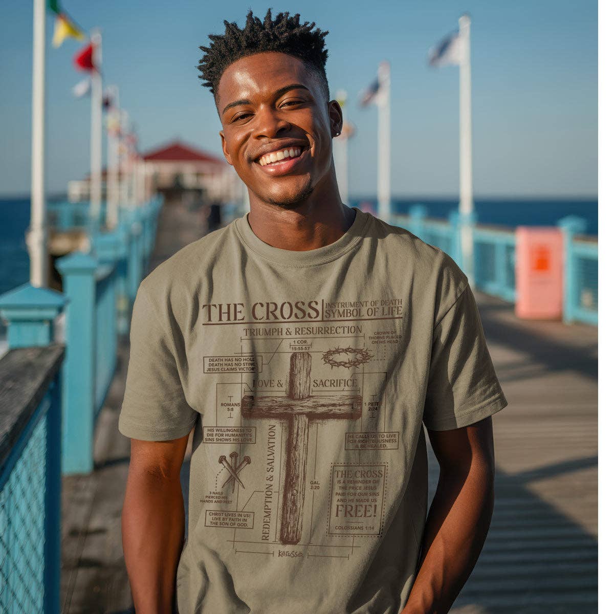 Kerusso Christian T-Shirt The Cross: Khaki