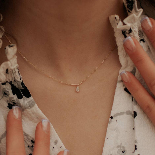 Harper Diamond Teardrop Necklace - Gold
