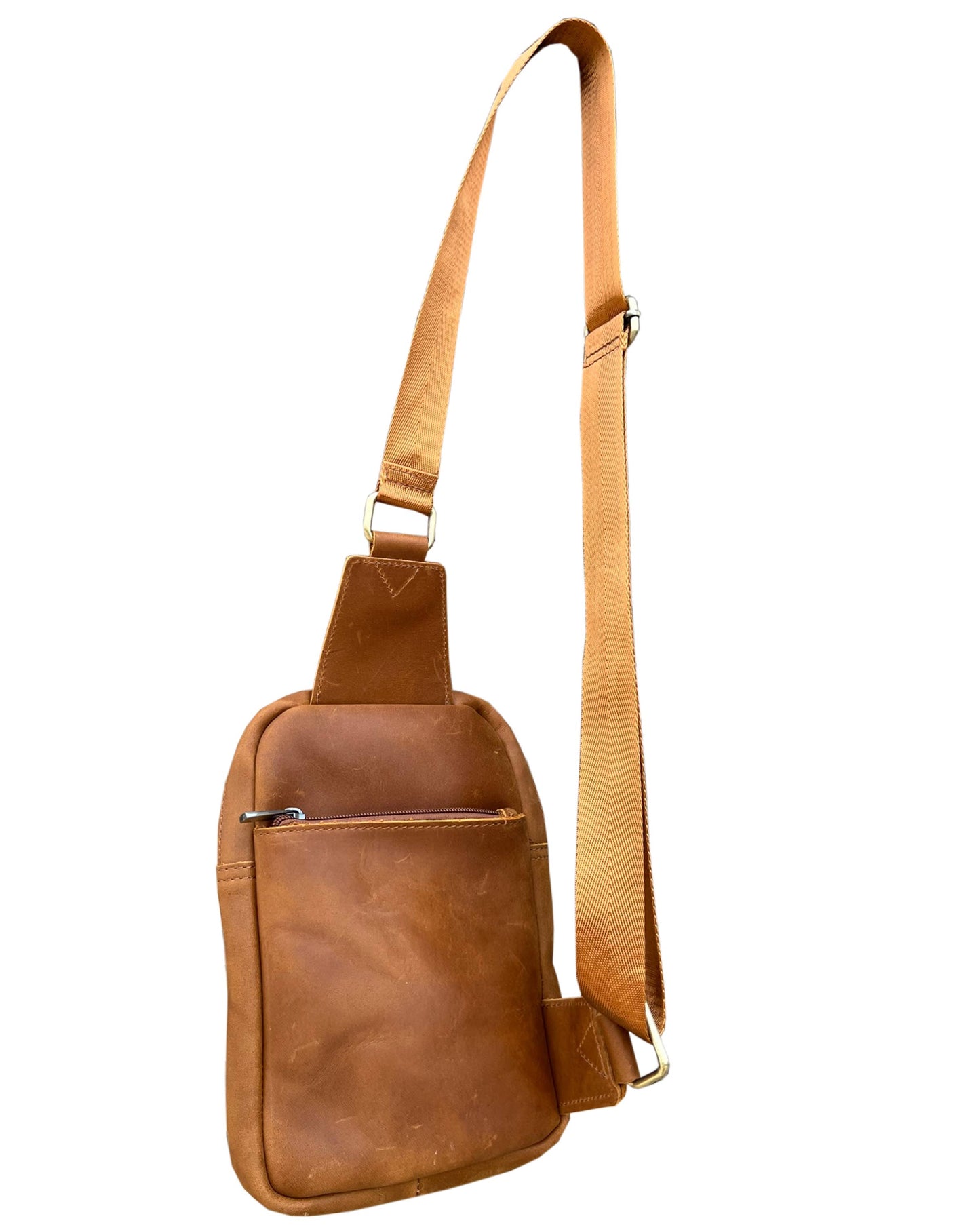 The Gia Leather Crossbody (Light brown)