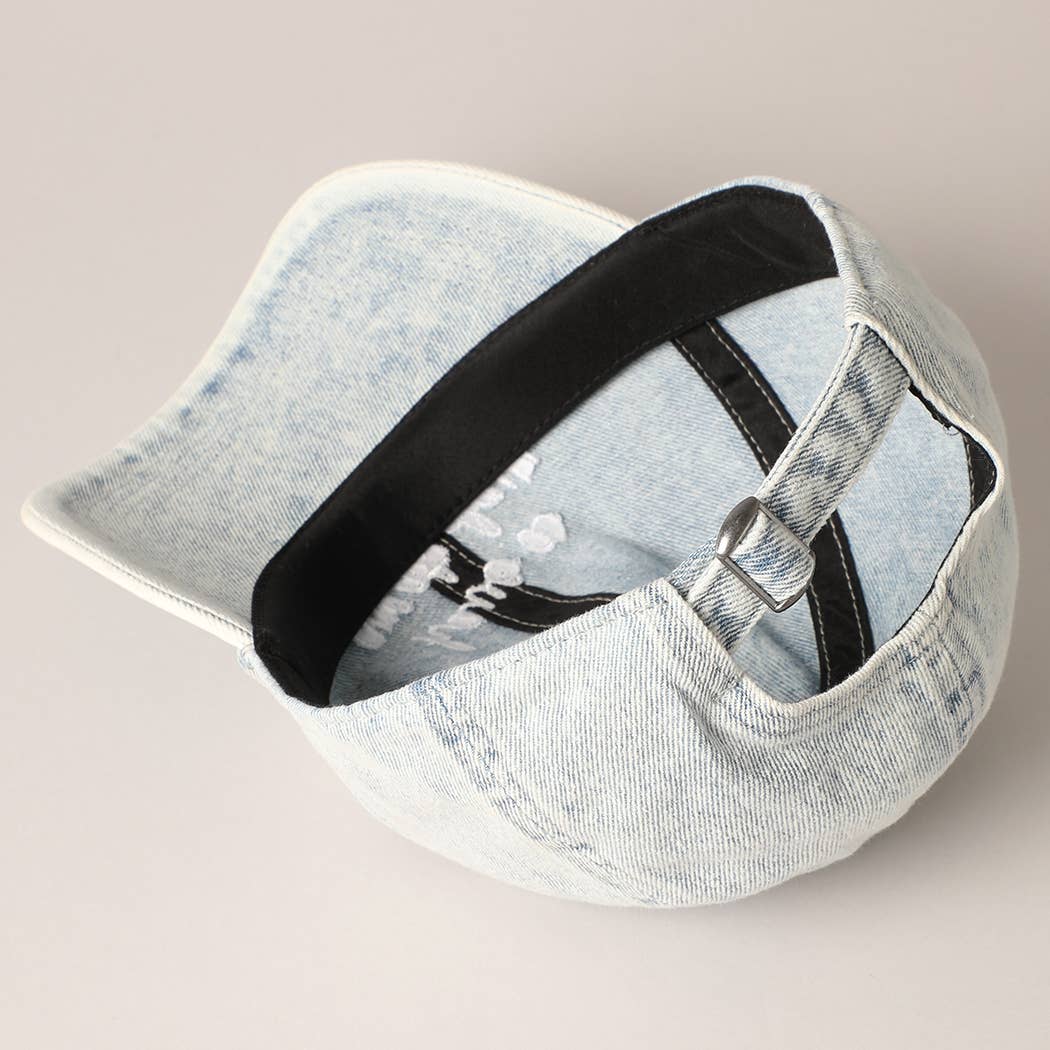 Have a great day Embroidery Denim Baseball Cap: Light blue