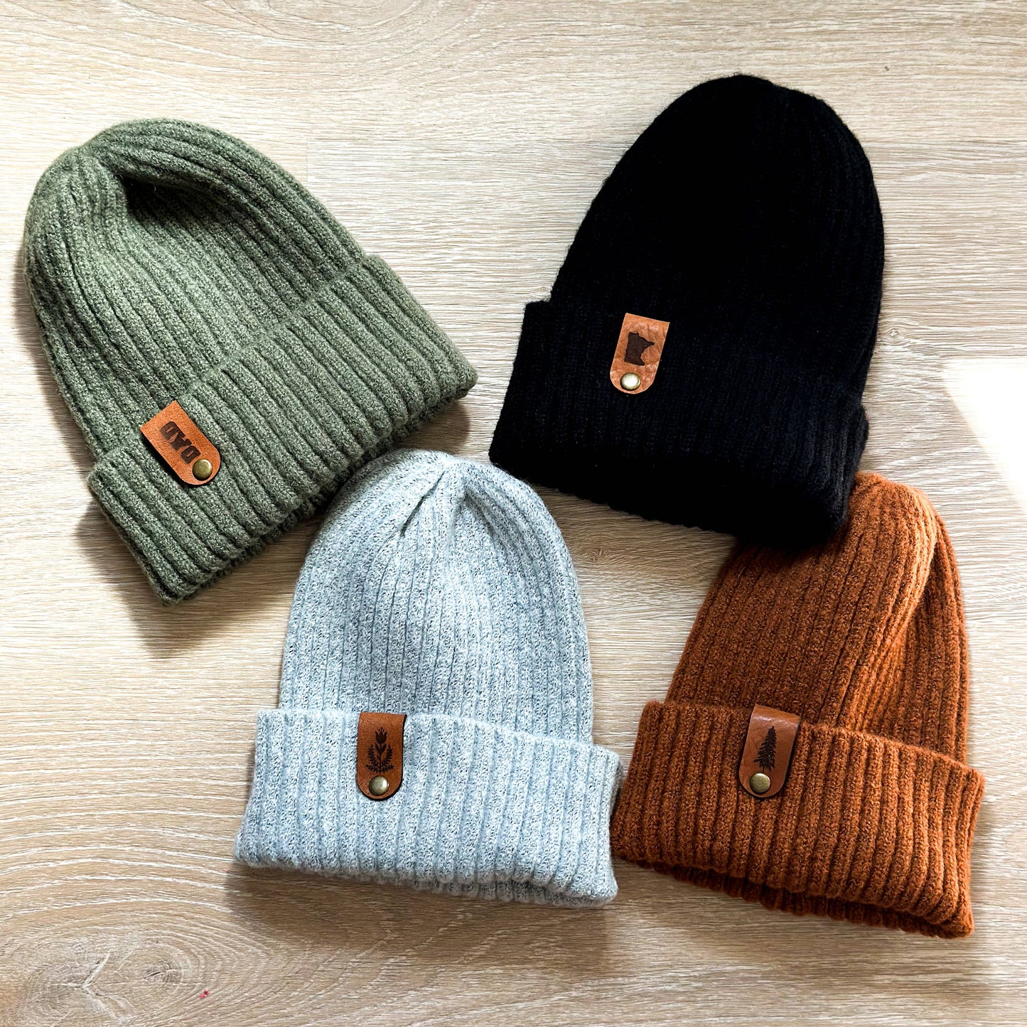 Beanie with Leather Tag | Evergreen Tree: Green