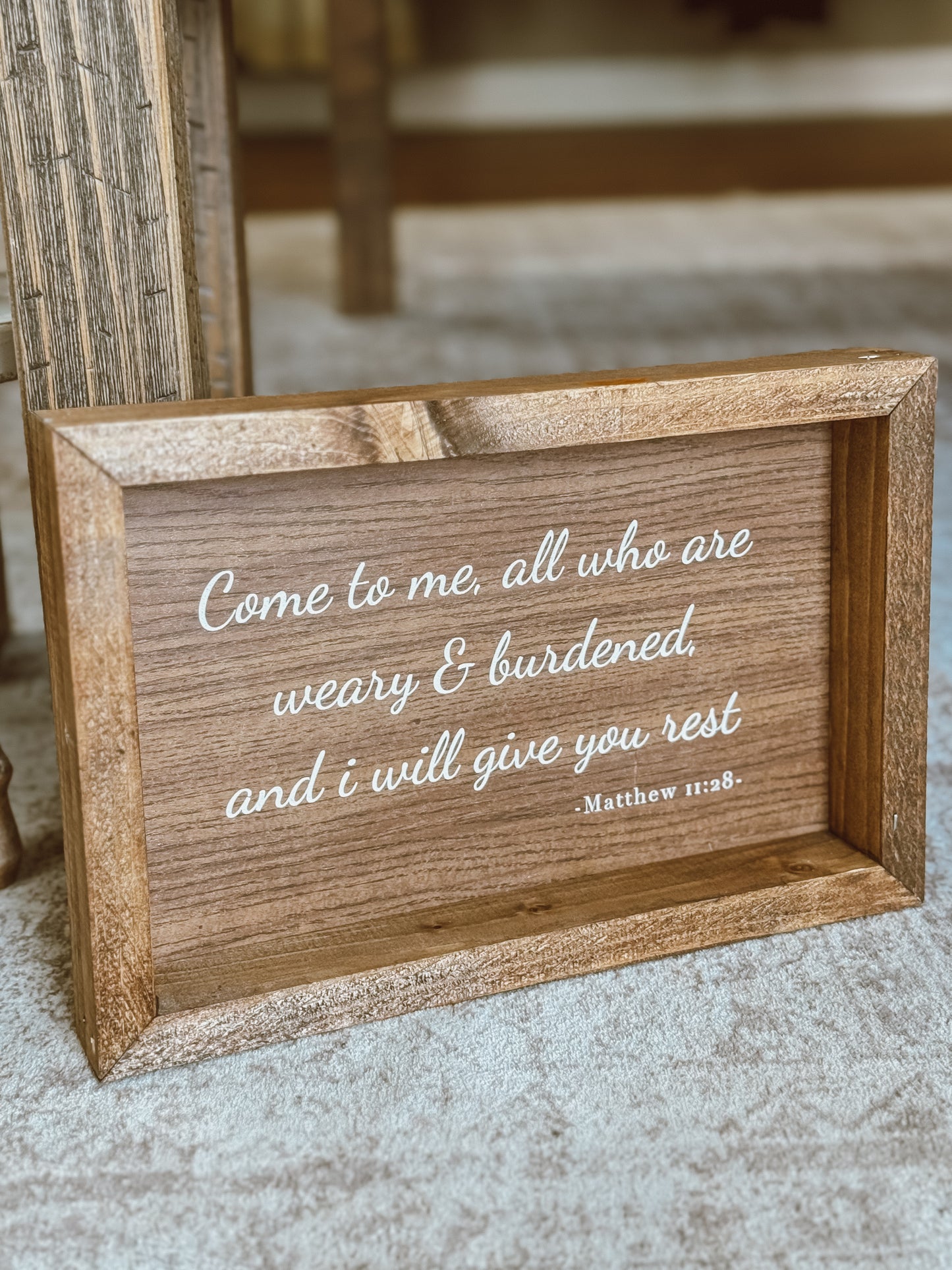 Matthew 11:28 Wood Sign 8X12