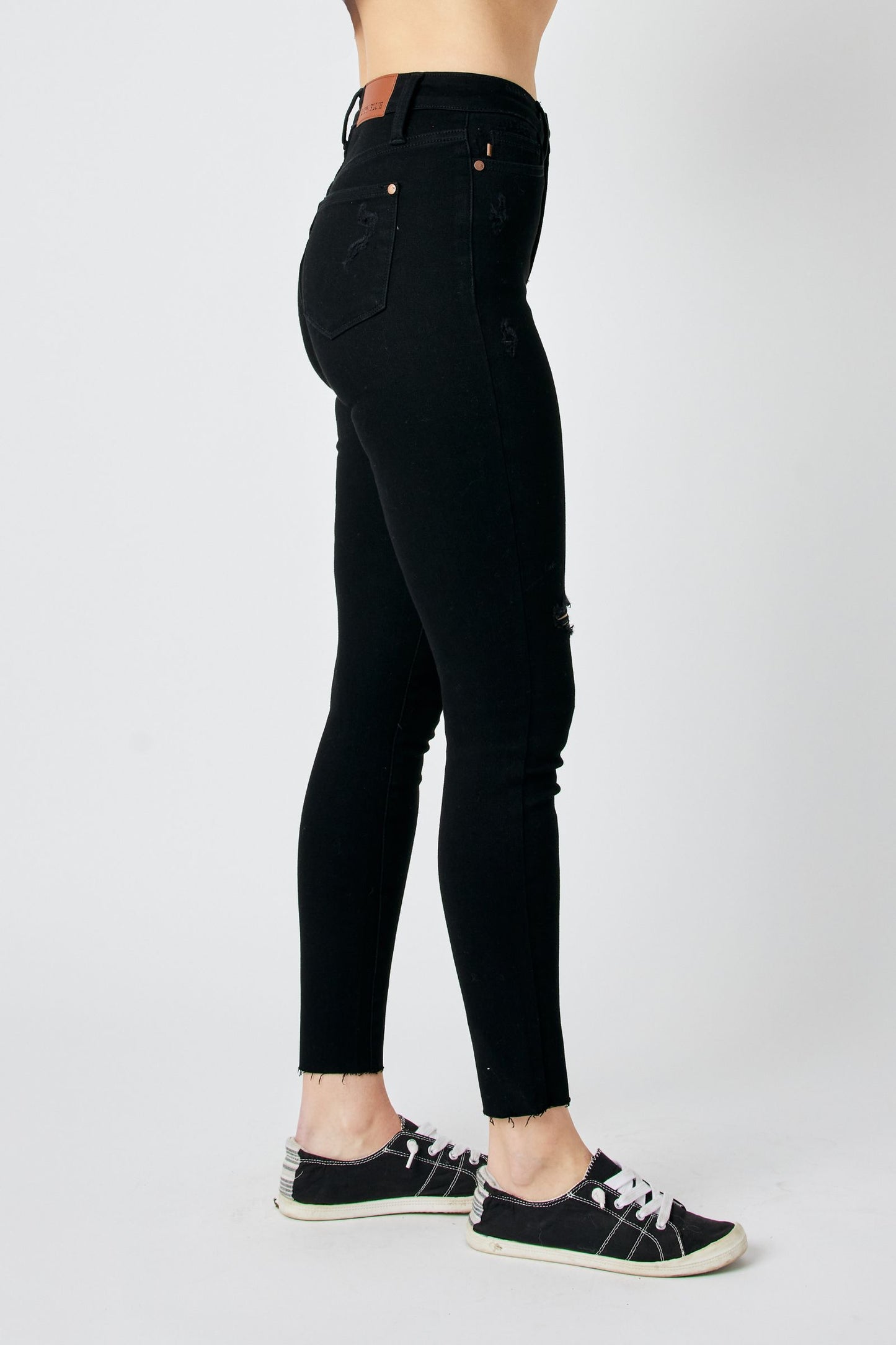 Judy Blue High Waist Distressed Raw Hem Skinny (Sizes 3-22)