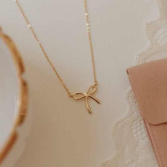 Lily Bow Necklace - Gold