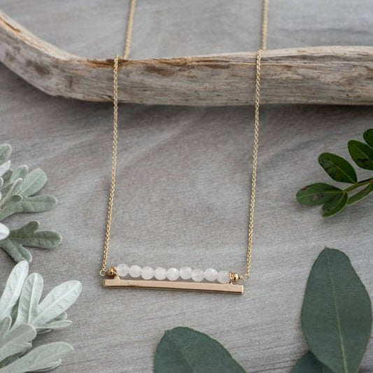 Horizon Necklace: Gold/Rose Quartz