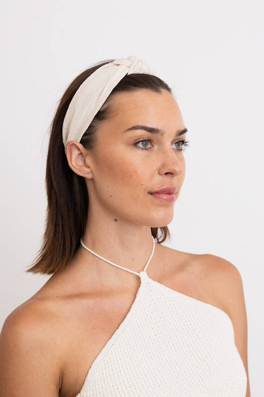 Top Knotted Boho Headband: Natural