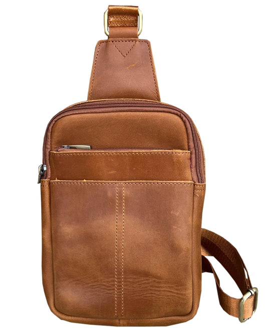The Gia Leather Crossbody (Light brown)