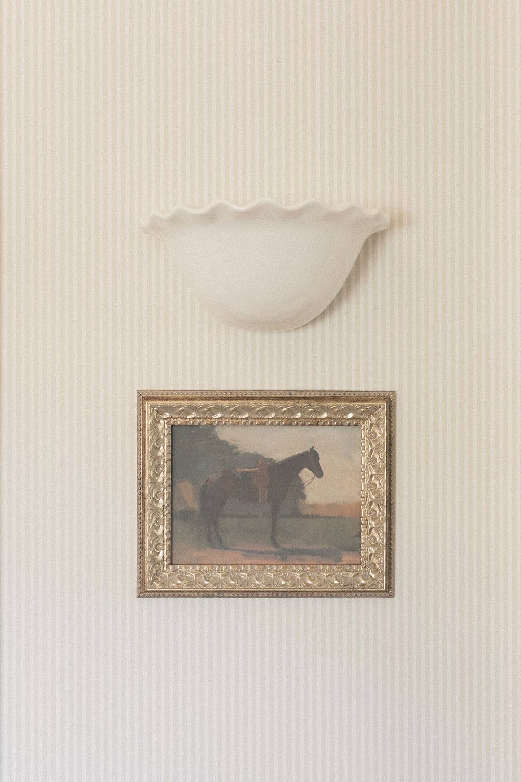 Saddled Horse Framed Antique Art: 10x8
