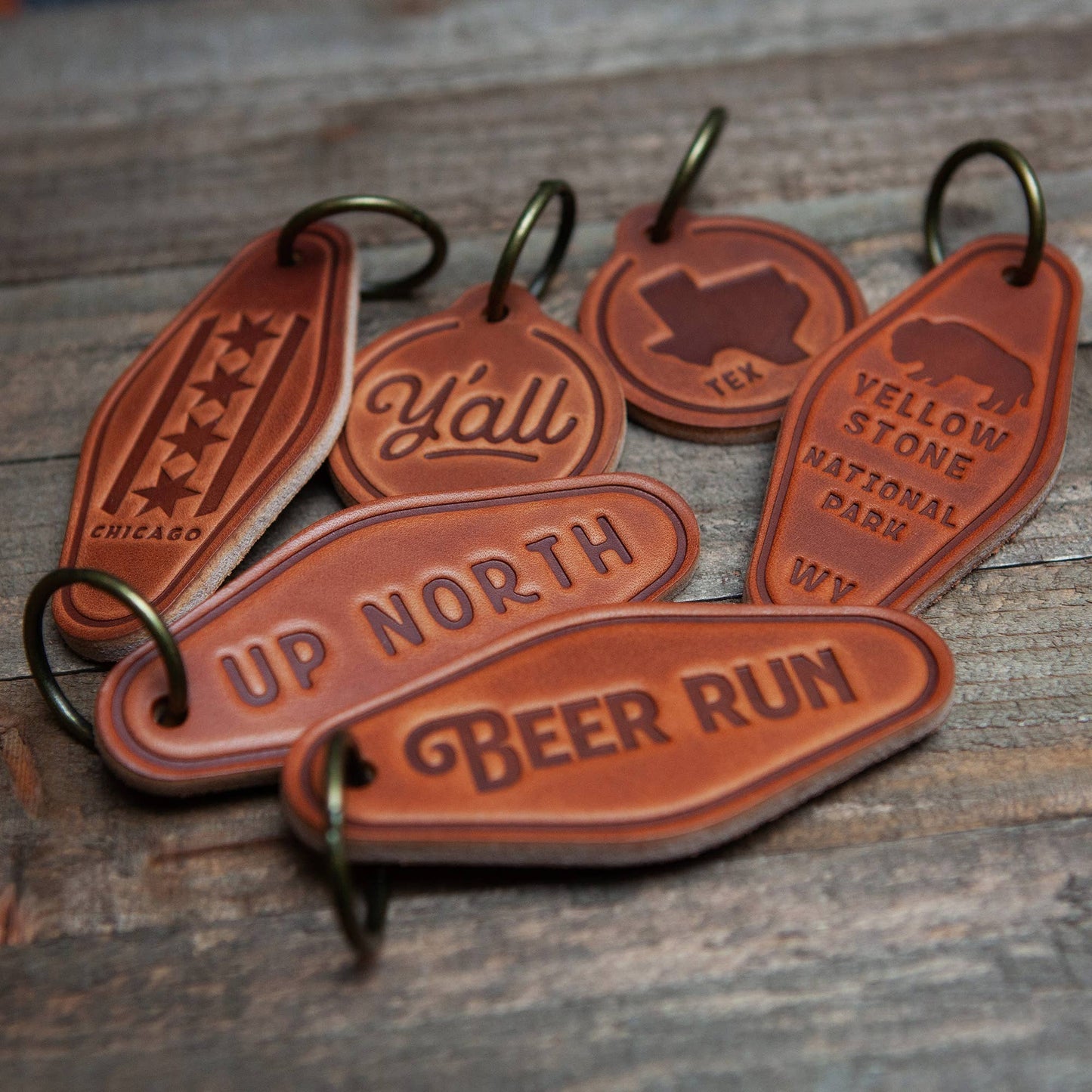 Kentucky Silhouette Leather Keychain Motel Style