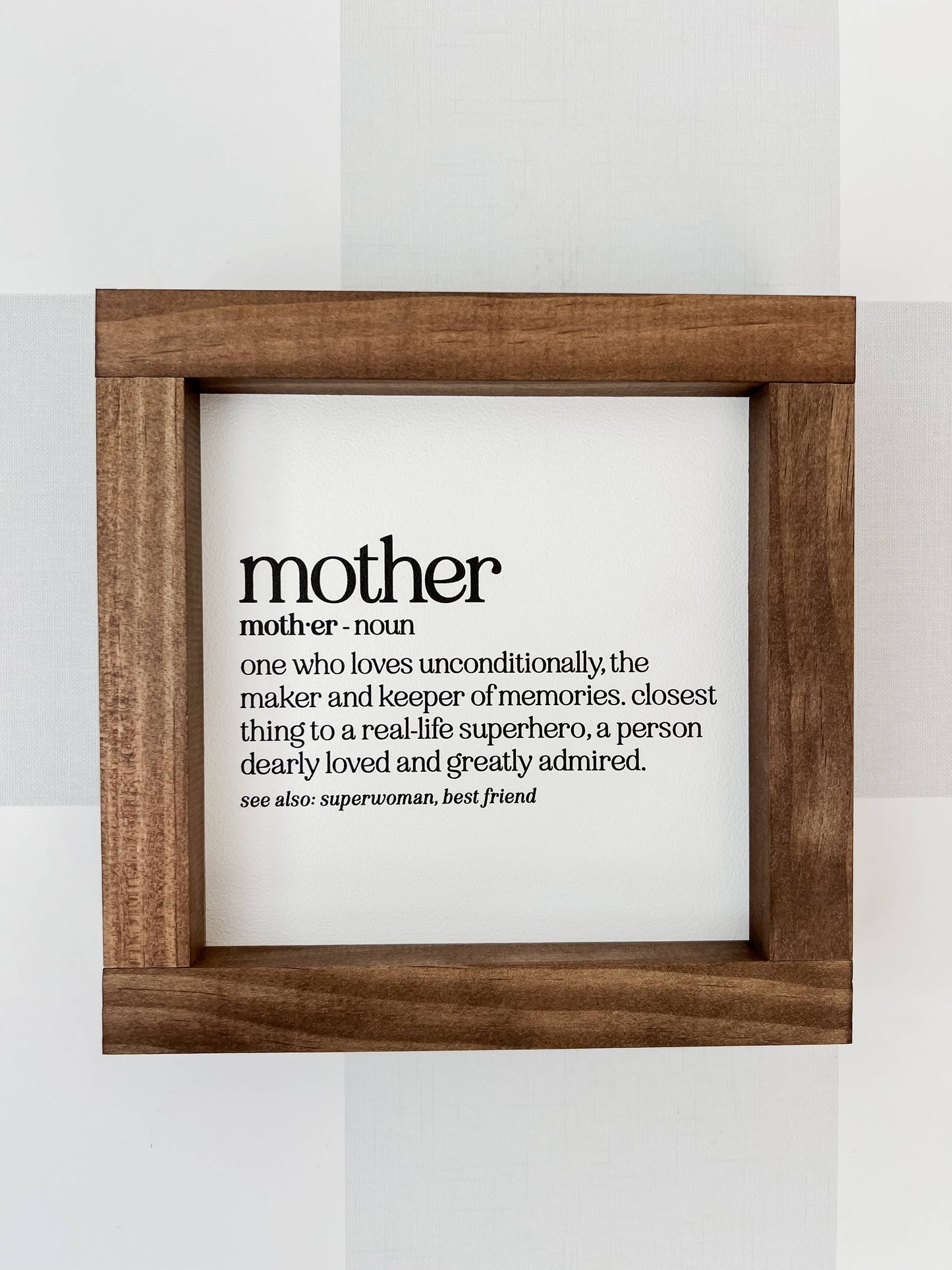 Mother Definition Wall Art | White / Dark Walnut / 7x7"