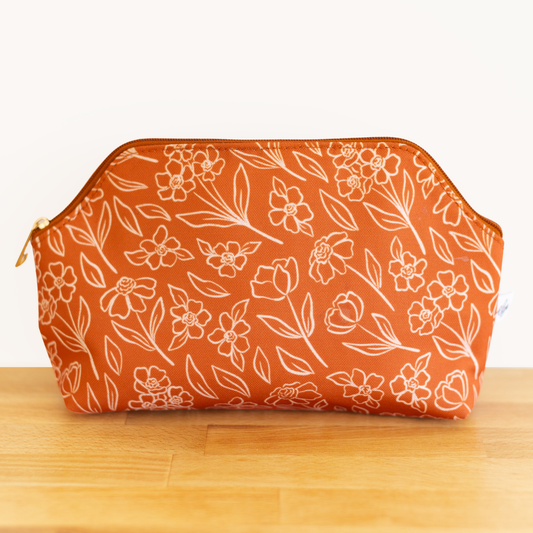 Terracotta Floral Zipper Pouch