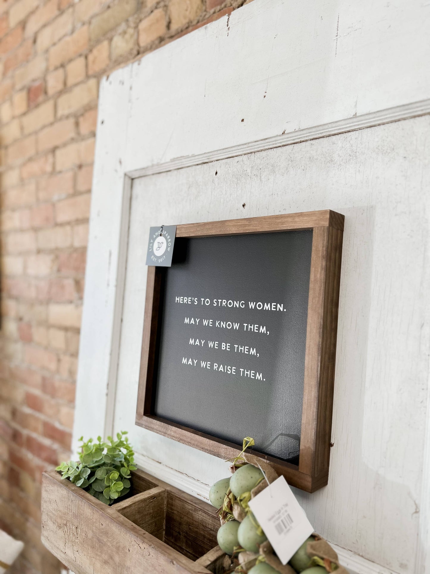 Here's to Strong Women |Wall Art: Black / Dark Walnut / 9x9"