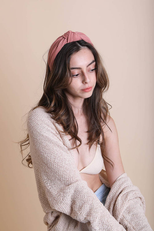 Summer Wide Stripe Topknot Headband: Rose