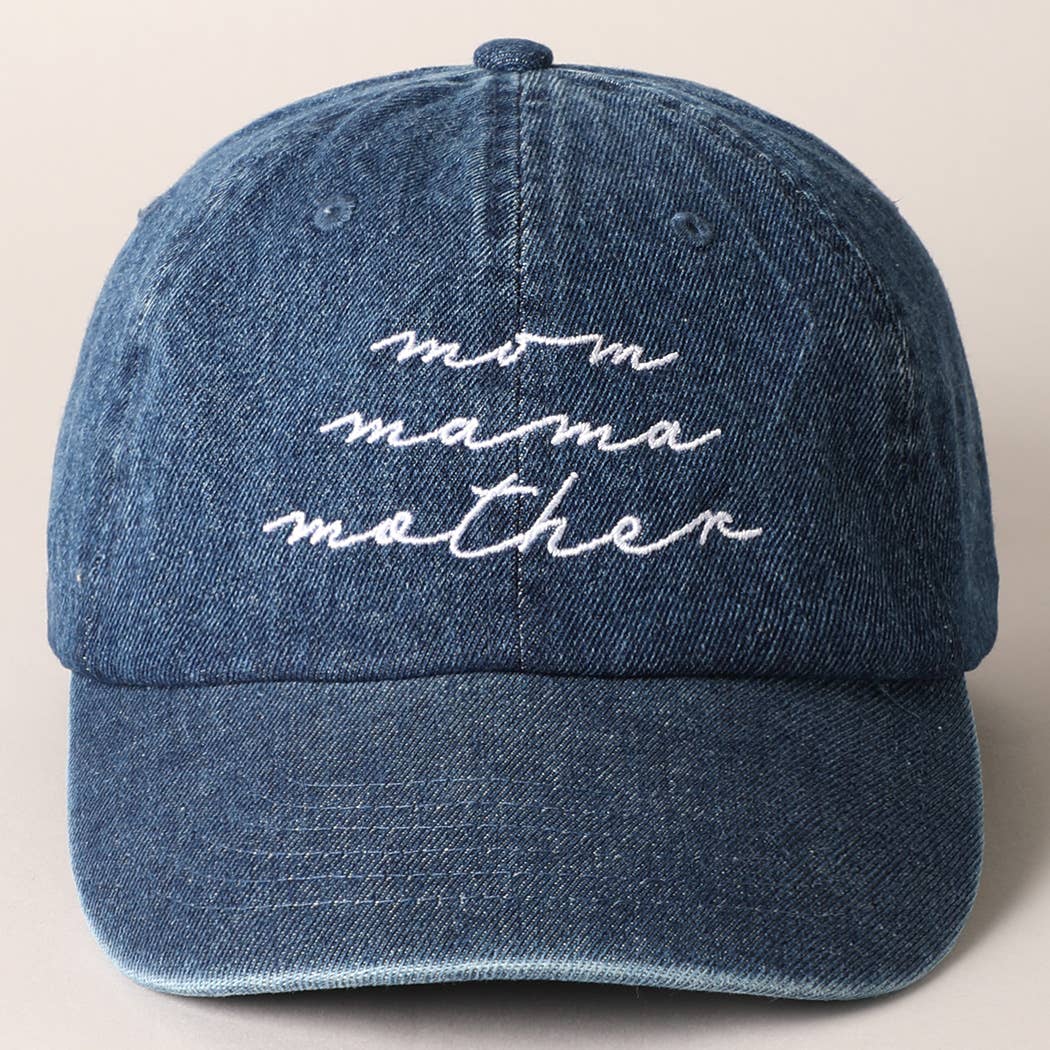 Mom Mama Mother Letter Embroidered Baseball Cap: DARK BLUE