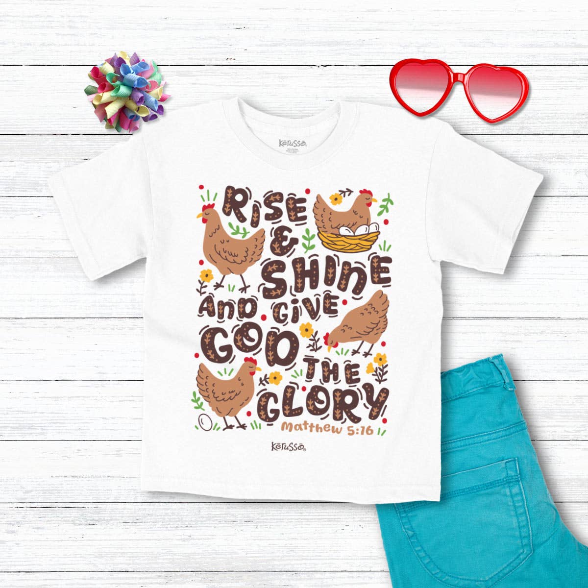 Kids T-Shirt Rise And Shine: White