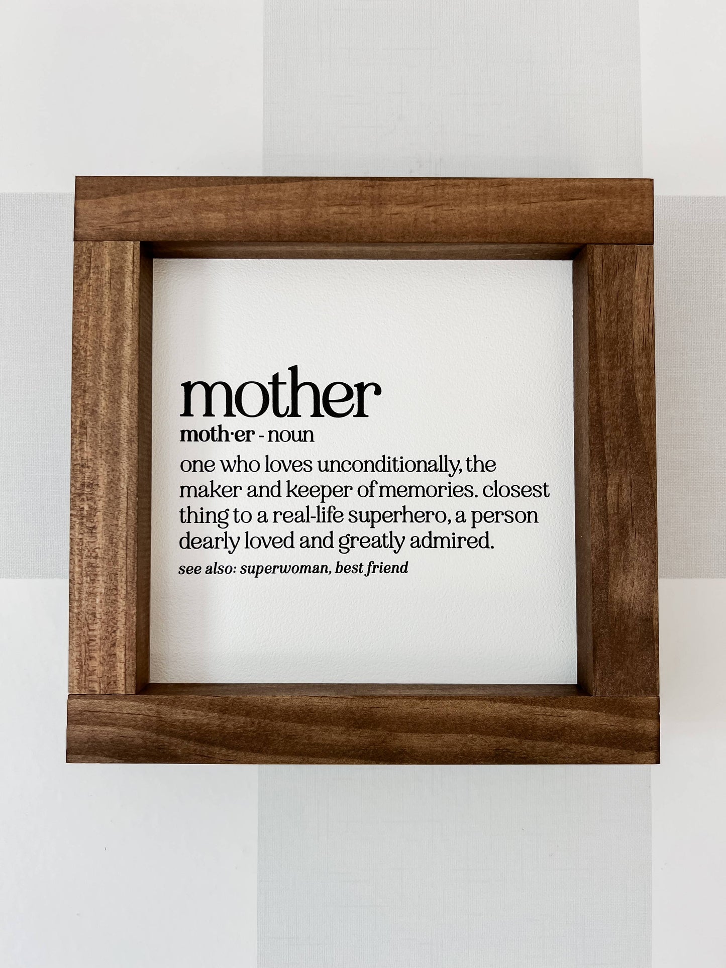 Mother Definition Wall Art | White / Dark Walnut / 7x7"