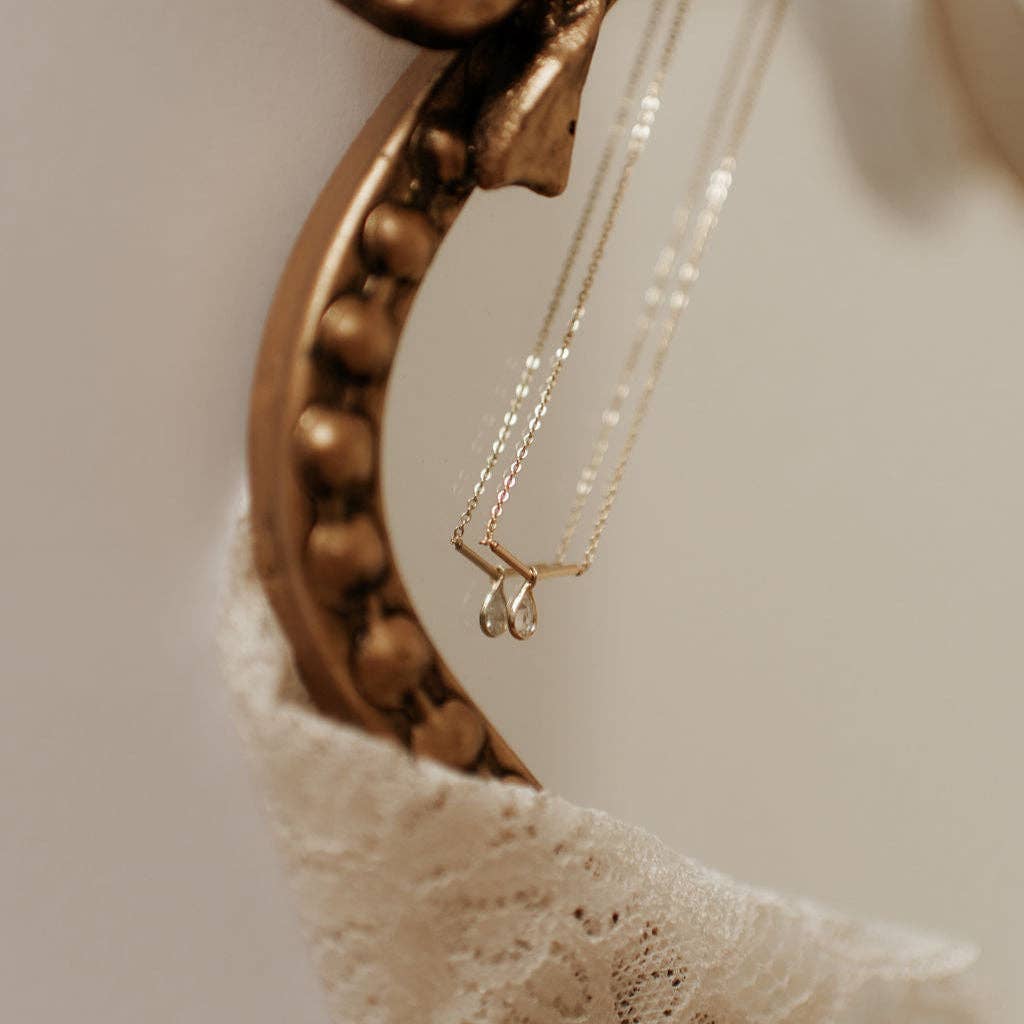 Harper Diamond Teardrop Necklace - Gold