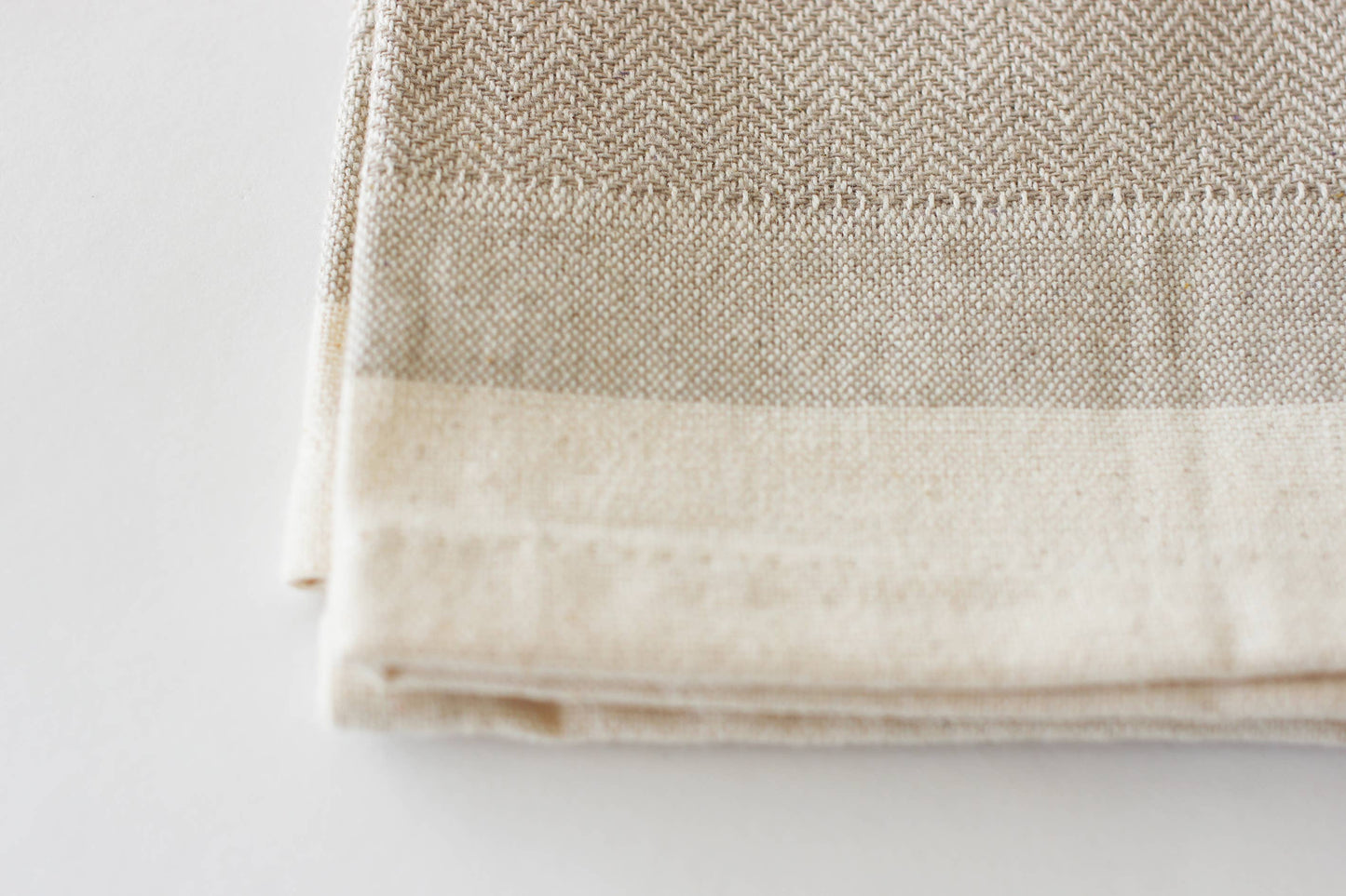 Tea Towel Taupe Herringbone - Single