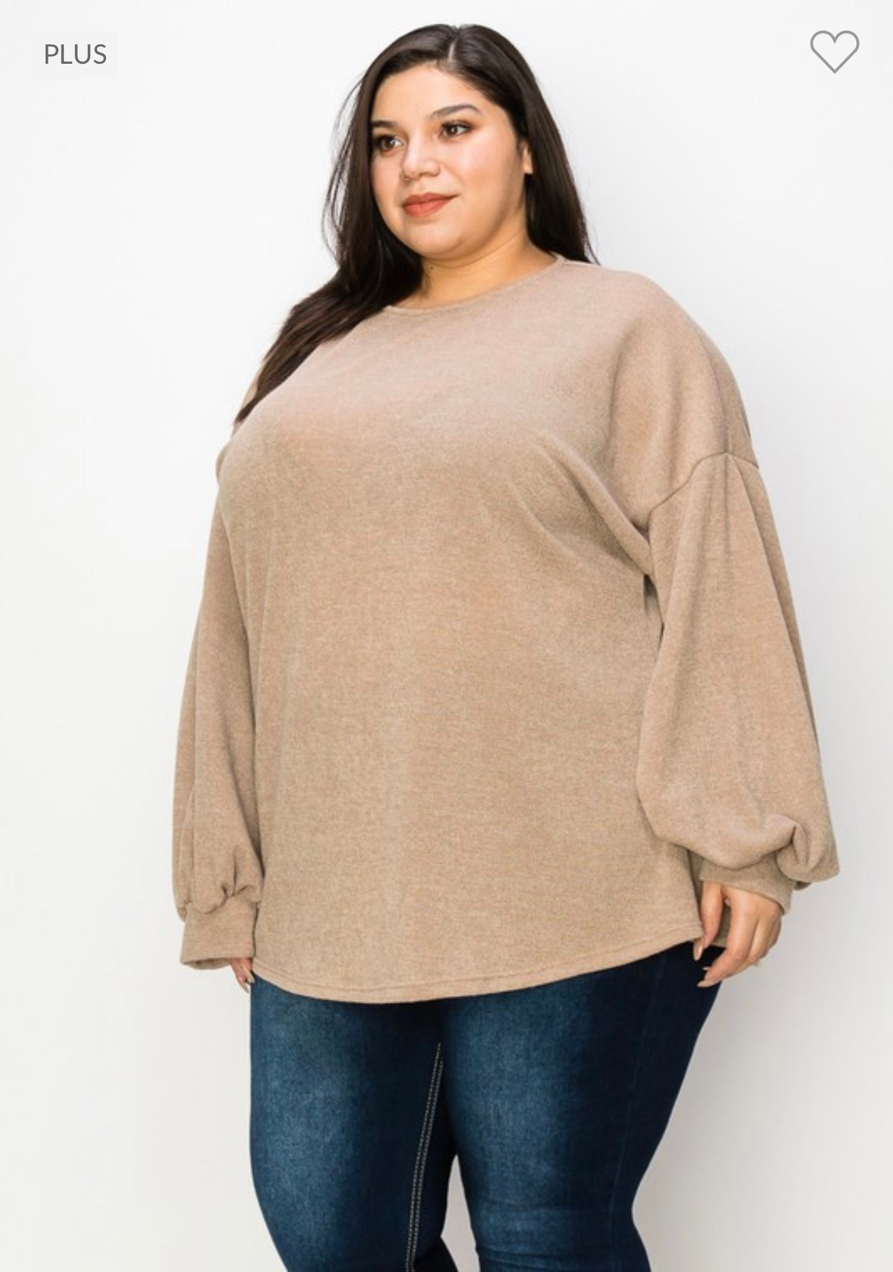 Bubble Sleeve Sweater - Beige (3X-5X)