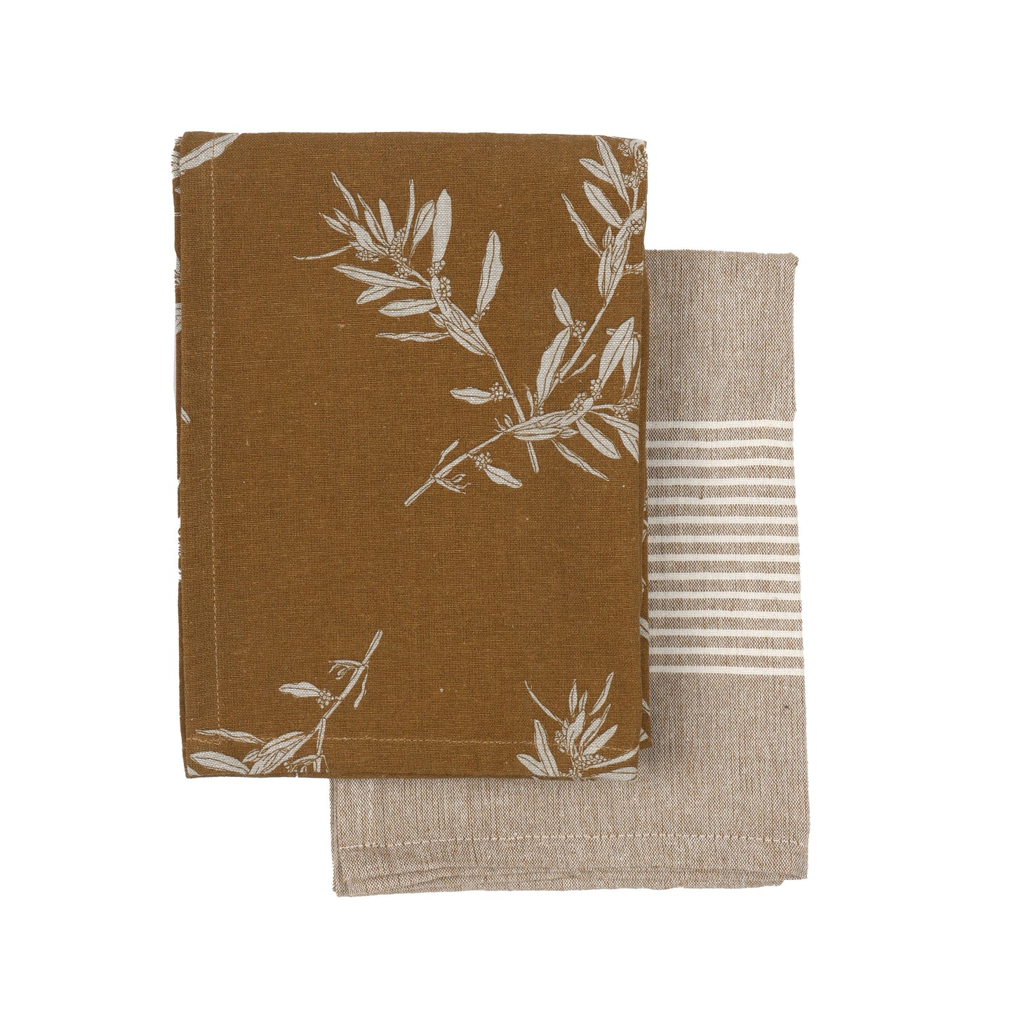 Tea Towels Set of Two, Olives Mustard