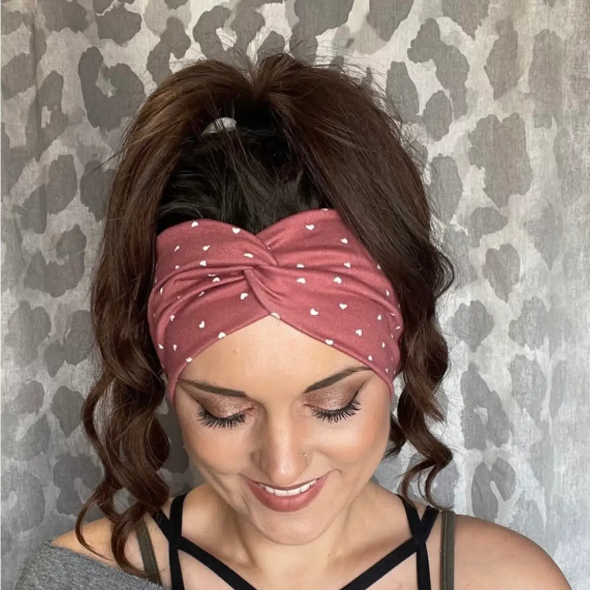 Women’s clay hearts wide twisted headband