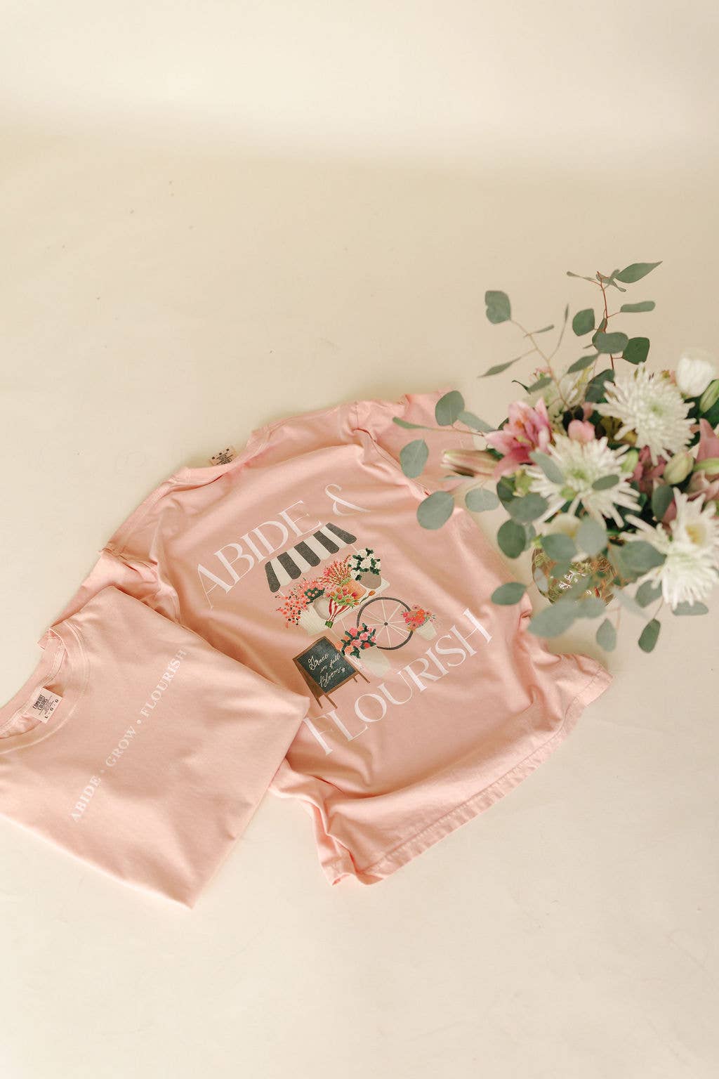 Abide and Flourish Floral Cart Tee