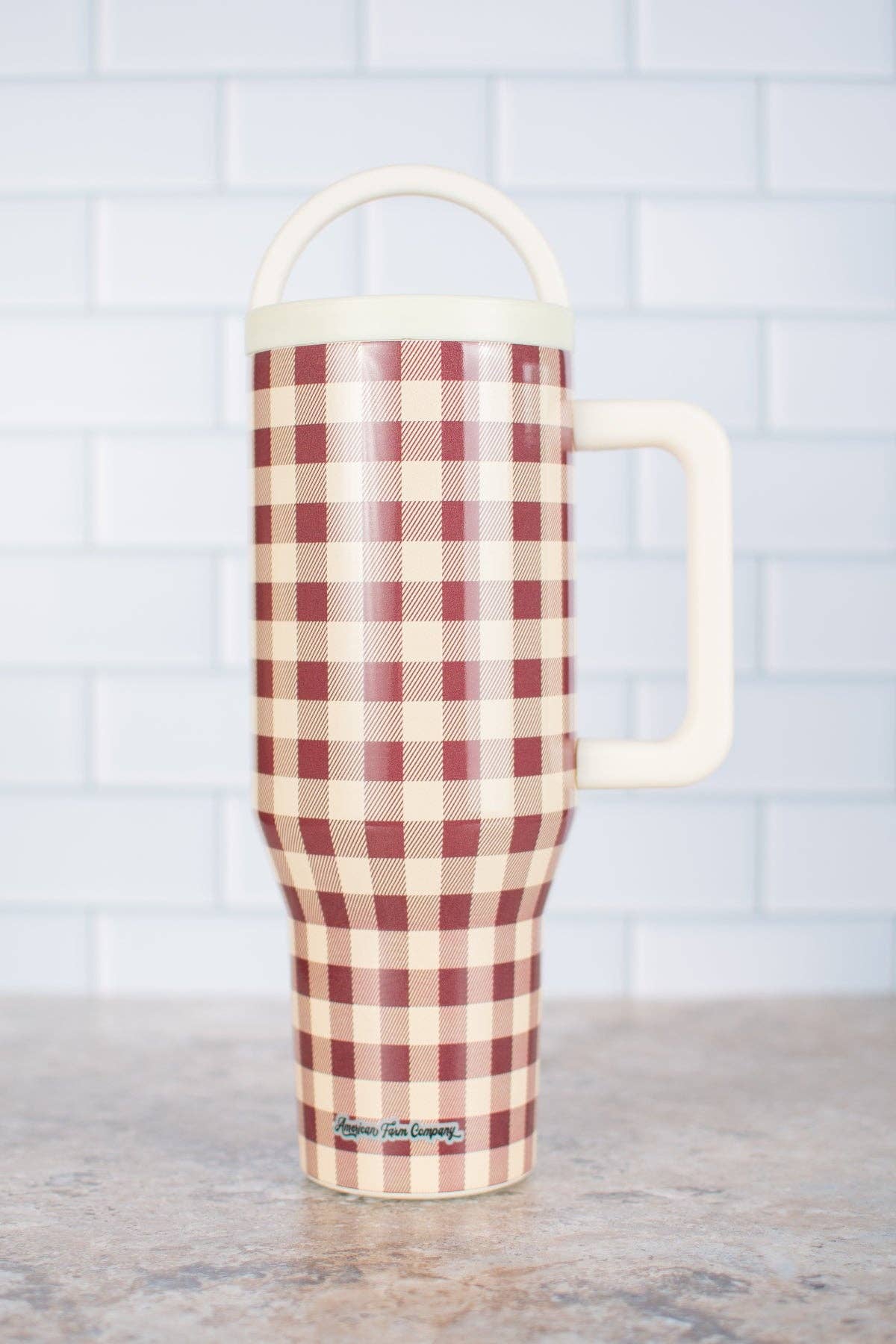 Cranberry Gingham 40oz Water Tank Tumbler