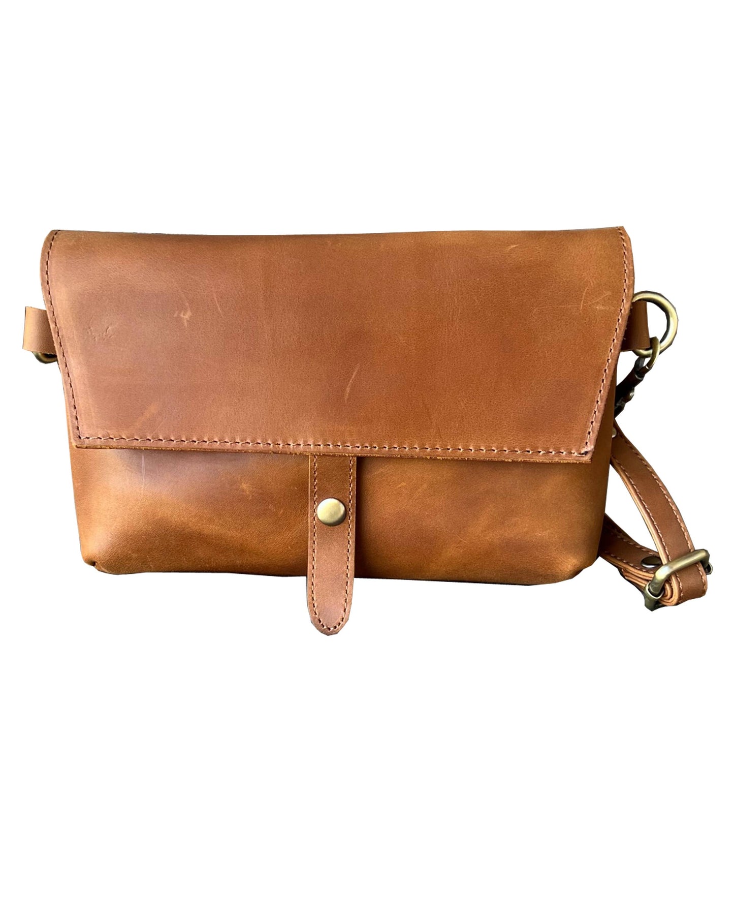 The Madeline genuine leather crossbody: Light Brown