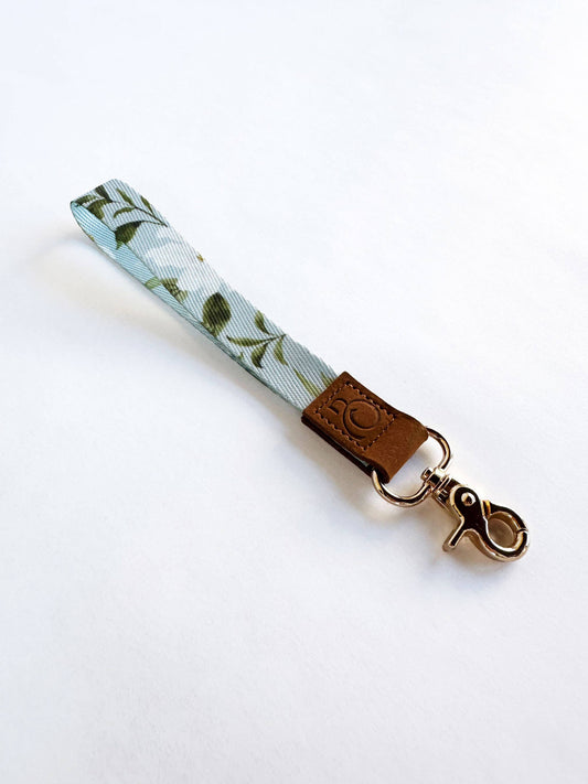 Keychain Lanyard: Blue Floral