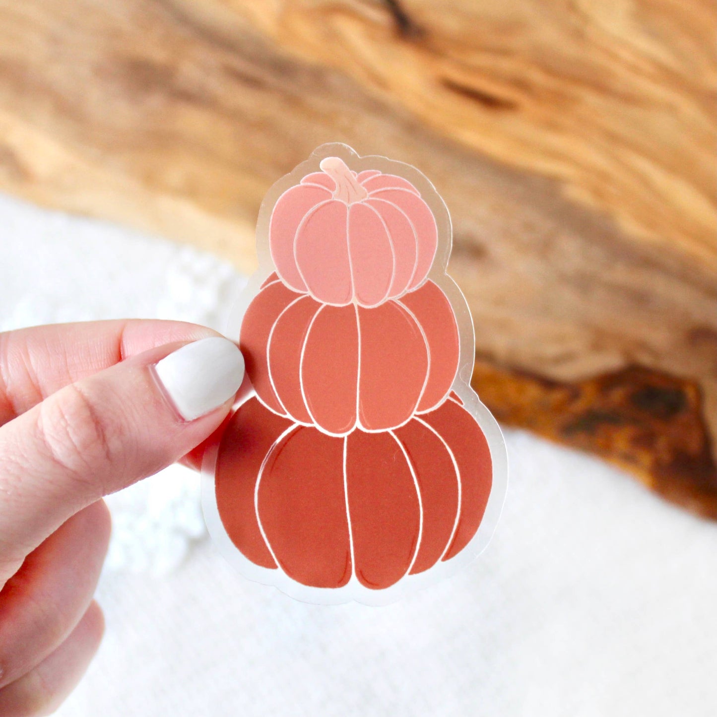 Clear Fall Pumpkin Stack Sticker, 3x2 in.