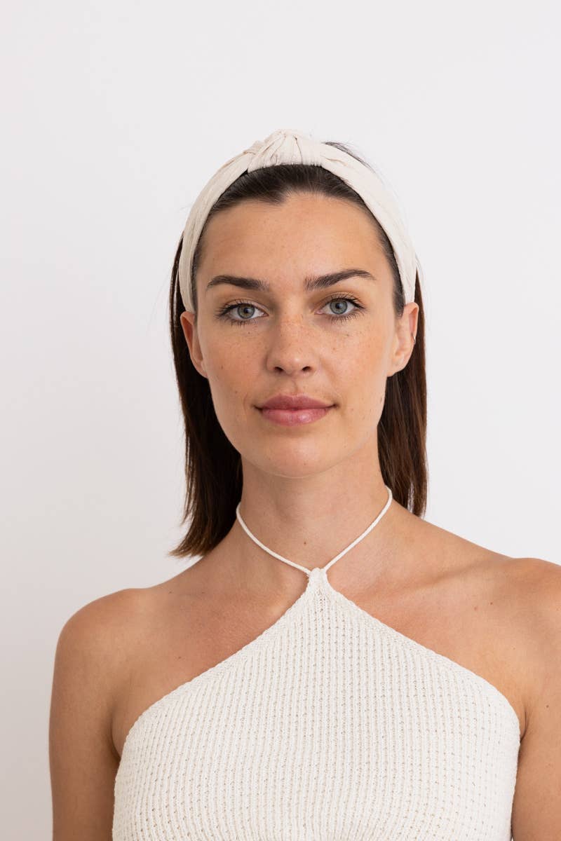 Top Knotted Boho Headband: Natural