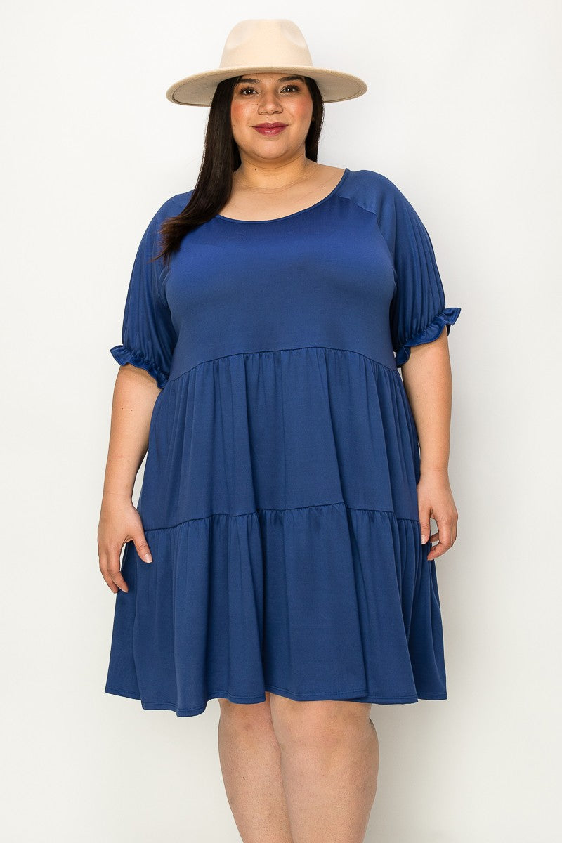 The Joanna Babydoll Midi Dress - ROYAL BLUE