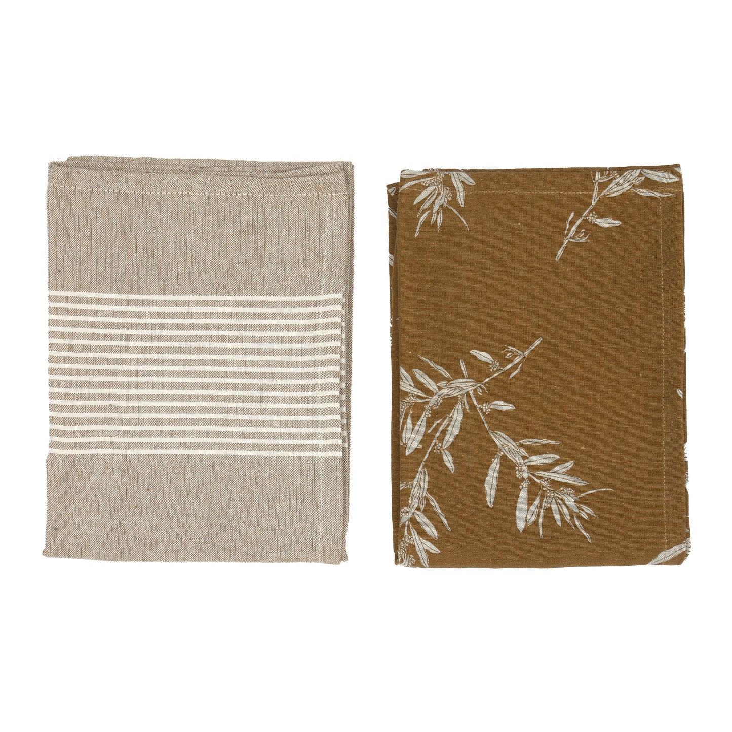 Tea Towels Set of Two, Olives Mustard