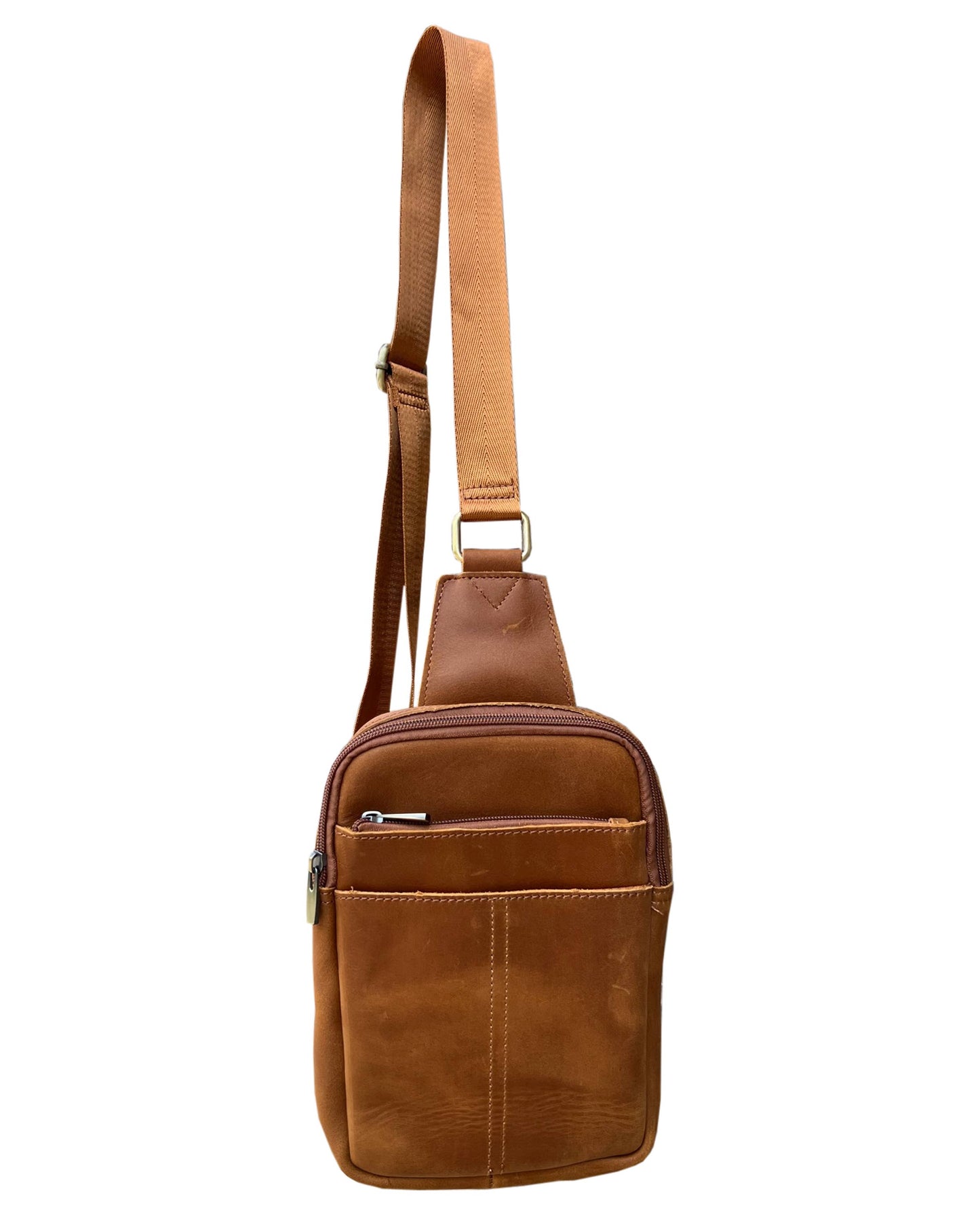 The Gia Leather Crossbody (Light brown)