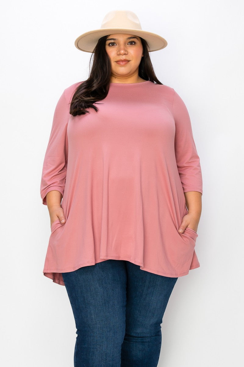 THE SUZY TUNIC - PINK (PLUS)