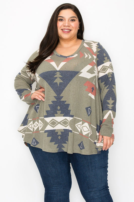 Aztec Long Sleeve (Size: 3X-5X)